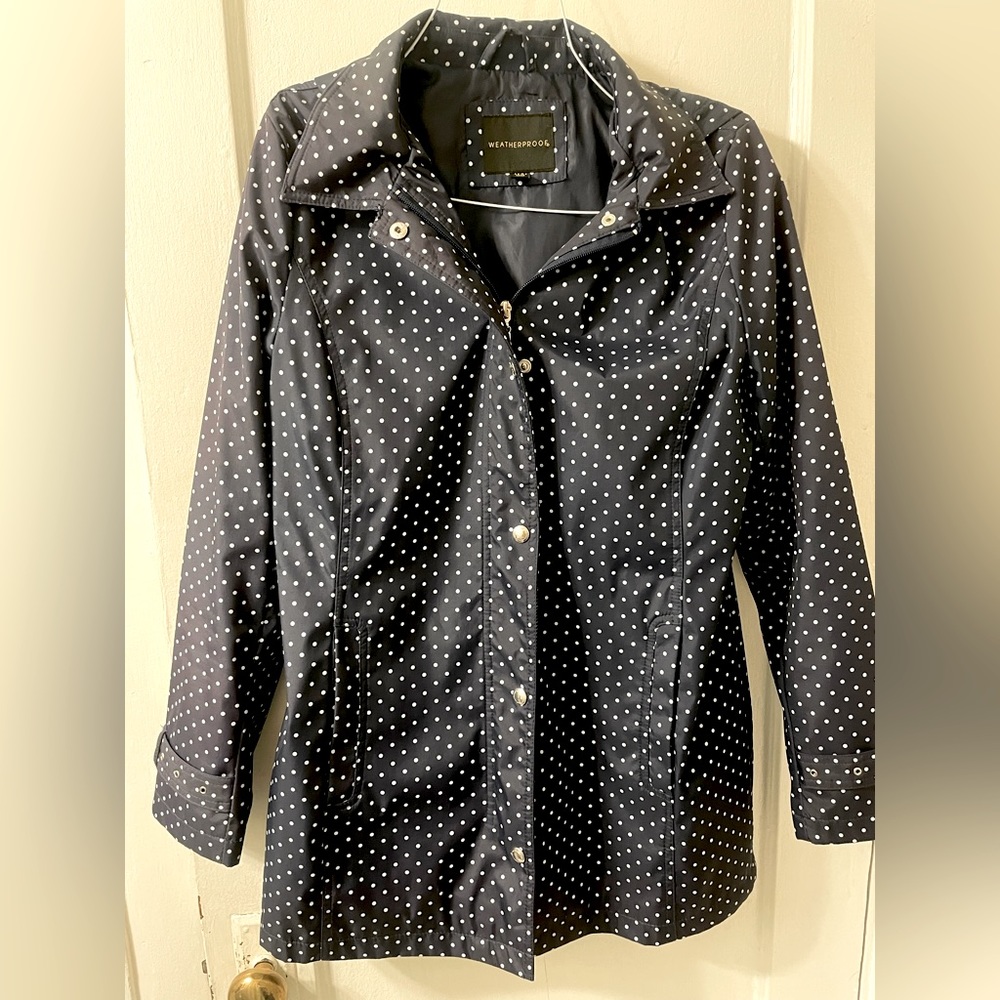 Weatherproof Women’s M Rain Jacket - Navy Polka Dot